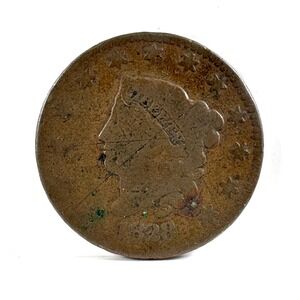 US Mint 1828 Matron Head Large Date One Cent Brown Fair Condition Copper Coin